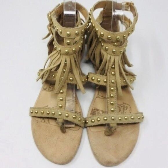 Australia Luxe Collective womans Cream suede gladiator sandal 6 BoxH fringe - Picture 4 of 7